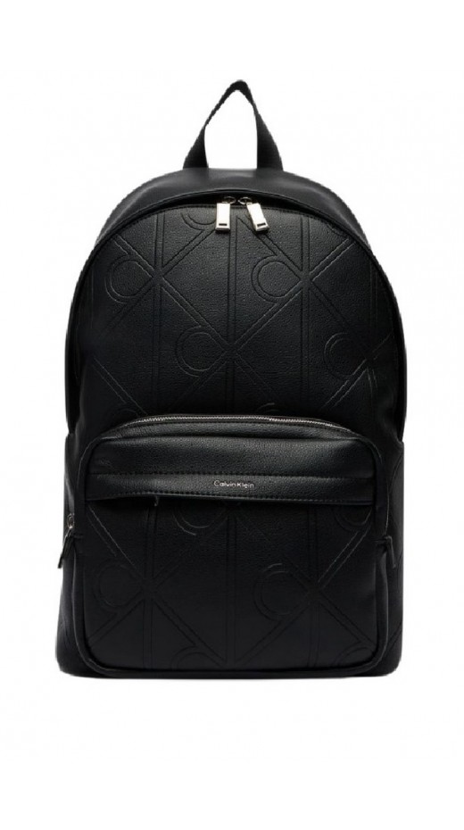 CALVIN KLEIN EMBLEM AOP EMBOSS ROUND BACKPACK ΤΣΑΝΤΑ ΑΝΔΡΙΚΗ BLACK