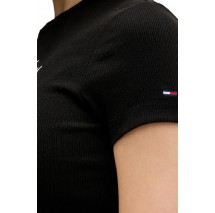TOMMY JEANS SLIM ESS LOGO 1 RIB TEE EXT ΜΠΛΟΥΖΑ ΓΥΝΑΙΚΕΙΑ BLACK