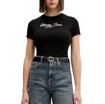 TOMMY JEANS SLIM ESS LOGO 1 RIB TEE EXT ΜΠΛΟΥΖΑ ΓΥΝΑΙΚΕΙΑ BLACK
