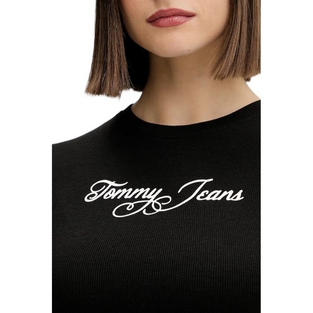 TOMMY JEANS SLIM ESS LOGO 1 RIB TEE EXT ΜΠΛΟΥΖΑ ΓΥΝΑΙΚΕΙΑ BLACK