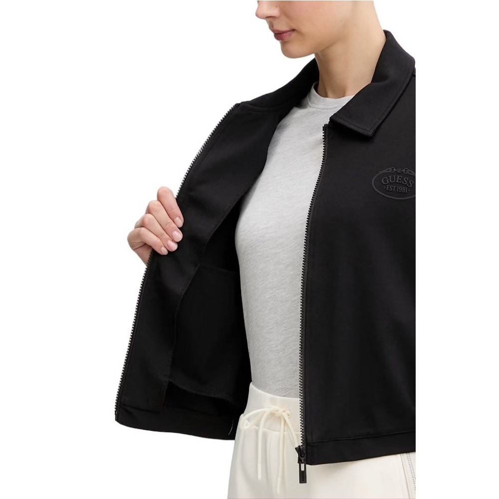 GUESS ANNIE CROP FULL ZIP JACKET ΜΠΟΥΦΑΝ ΓΥΝΑΙΚΕΙΟ BLACK