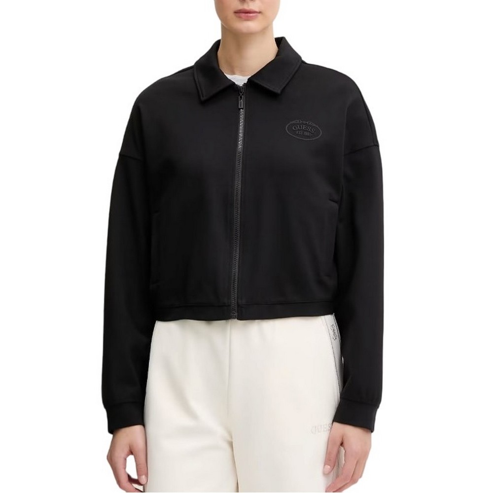 GUESS ANNIE CROP FULL ZIP JACKET ΜΠΟΥΦΑΝ ΓΥΝΑΙΚΕΙΟ BLACK