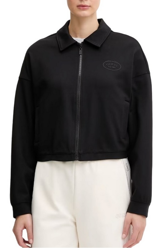 GUESS ANNIE CROP FULL ZIP JACKET ΜΠΟΥΦΑΝ ΓΥΝΑΙΚΕΙΟ BLACK