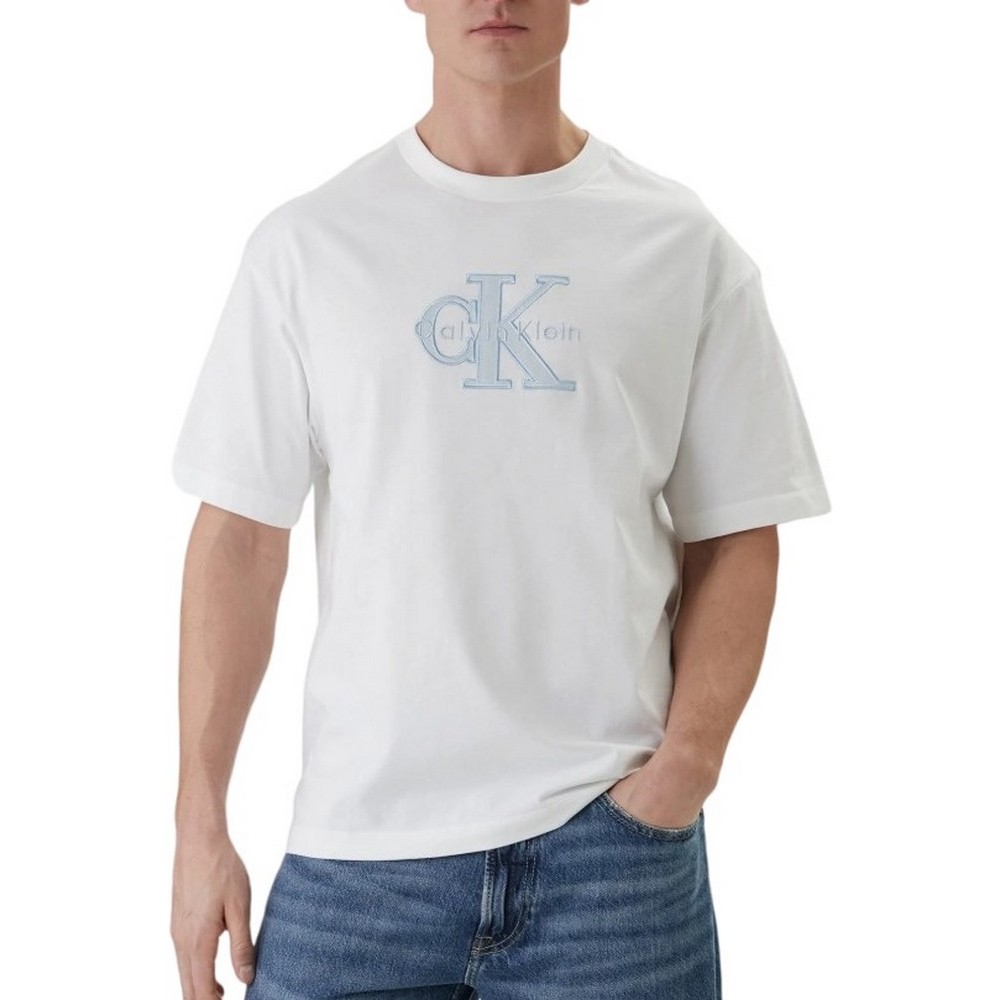 CALVIN KLEIN JEANS 16S ELEVATED MONOLOGO T-SHIRT ΜΠΛΟΥΖΑ ΑΝΔΡΙΚΗ BRIGHT WHITE