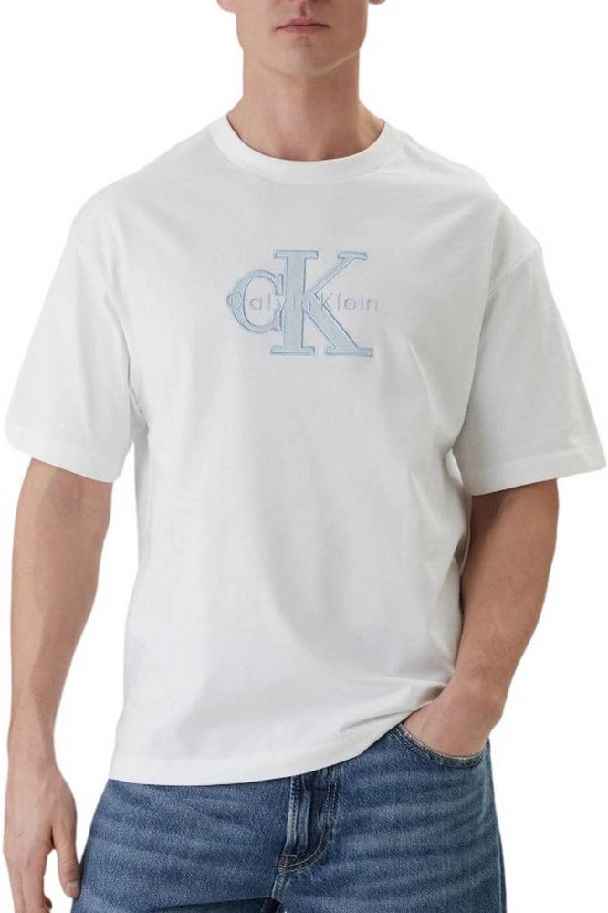 CALVIN KLEIN JEANS 16S ELEVATED MONOLOGO T-SHIRT ΜΠΛΟΥΖΑ ΑΝΔΡΙΚΗ BRIGHT WHITE