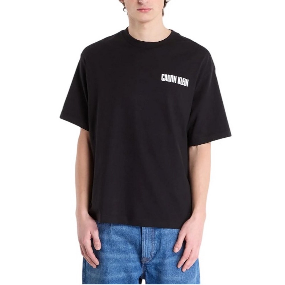 CALVIN KLEIN JEANS 16S RLX VERT LOGO CN T-SHIRT ΜΠΛΟΥΖΑ ΑΝΔΡΙΚΗ BLACK