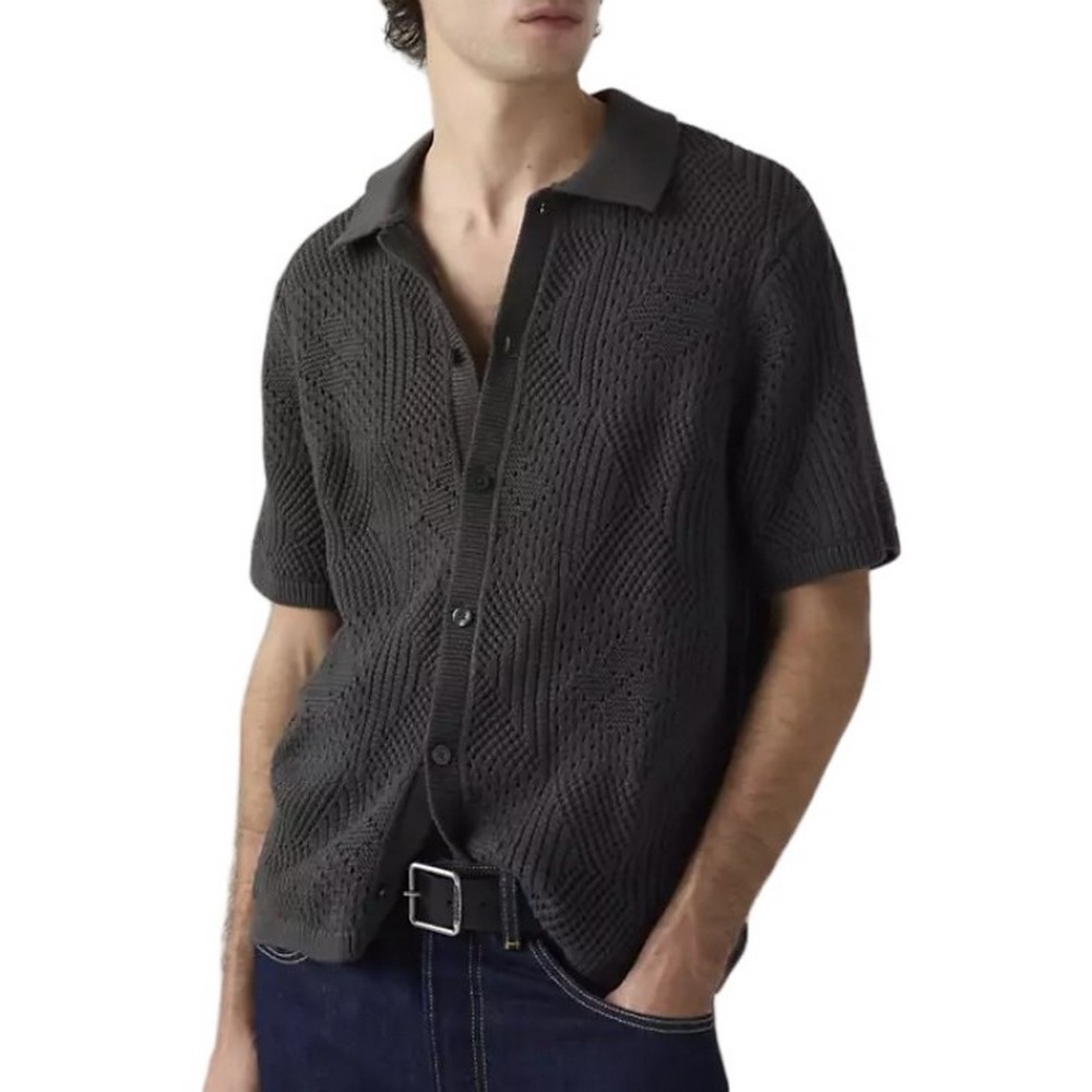 LEVIS SWEATER CAMP SHIRT ΠΛΕΚΤΟ ΠΟΥΚΑΜΙΣΟ ΑΝΔΡΙΚΟ BLACK