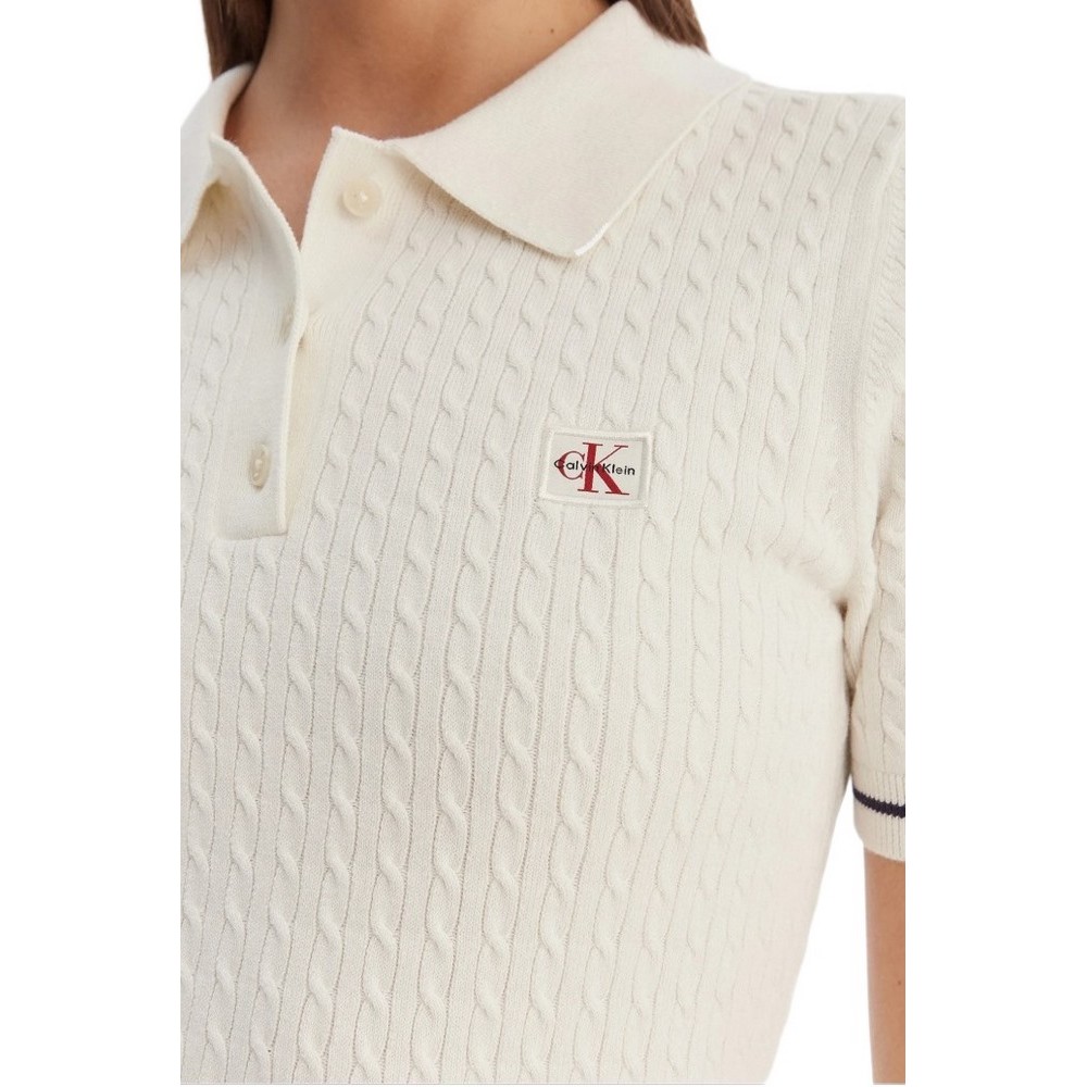 CALVIN KLEIN JEANS MICROCABLE MINI DRESS ΦΟΡΕΜΑ ΓΥΝΑΙΚΕΙΟ OFF WHITE