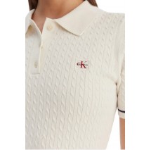 CALVIN KLEIN JEANS MICROCABLE MINI DRESS ΦΟΡΕΜΑ ΓΥΝΑΙΚΕΙΟ OFF WHITE