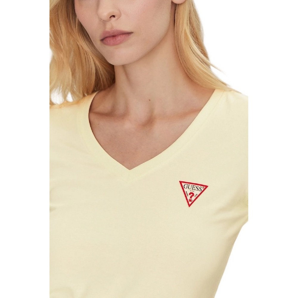 GUESS SS VN MINI TRIANGLE TEE T-SHIRT ΜΠΛΟΥΖΑ ΓΥΝΑΙΚΕΙΑ YELLOW