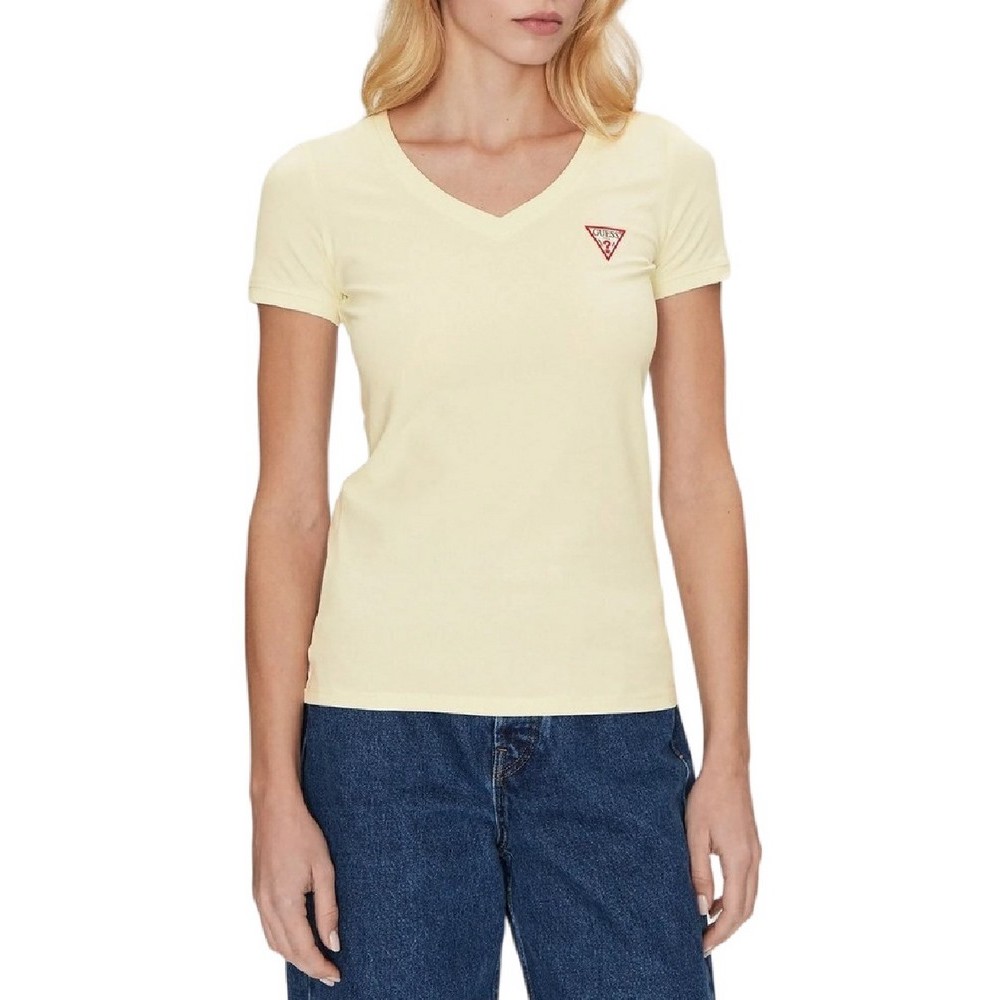 GUESS SS VN MINI TRIANGLE TEE T-SHIRT ΜΠΛΟΥΖΑ ΓΥΝΑΙΚΕΙΑ YELLOW