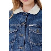 GUESS JEANS OVERSIZE TEDDY JACKET ΜΠΟΥΦΑΝ ΓΥΝΑΙΚΕΙΟ BLUΕ DENIM