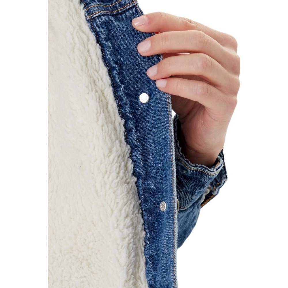 GUESS JEANS OVERSIZE TEDDY JACKET ΜΠΟΥΦΑΝ ΓΥΝΑΙΚΕΙΟ BLUΕ DENIM
