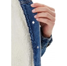 GUESS JEANS OVERSIZE TEDDY JACKET ΜΠΟΥΦΑΝ ΓΥΝΑΙΚΕΙΟ BLUΕ DENIM