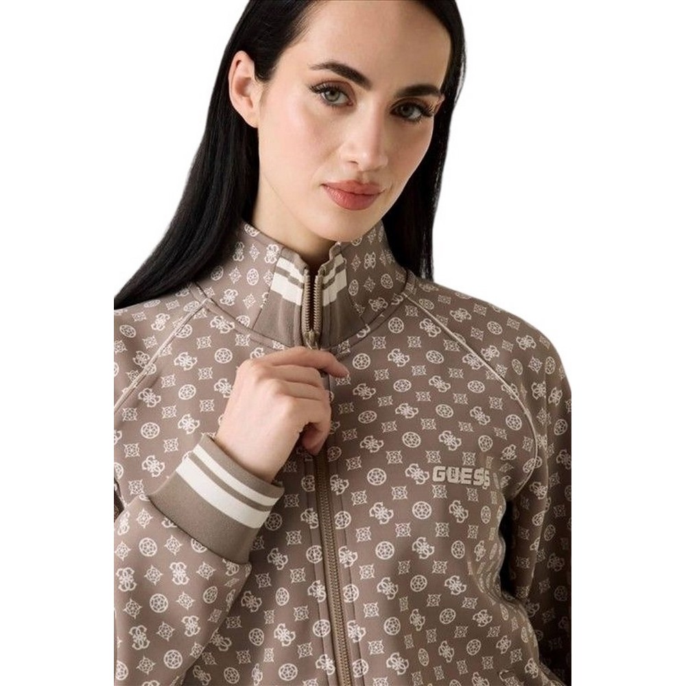 GUESS AGGIE FULL ZIP SWEATSHIRT ΖΑΚΕΤΑ ΦΟΥΤΕΡ ΓΥΝΑΙΚΕΙΑ MOCHA