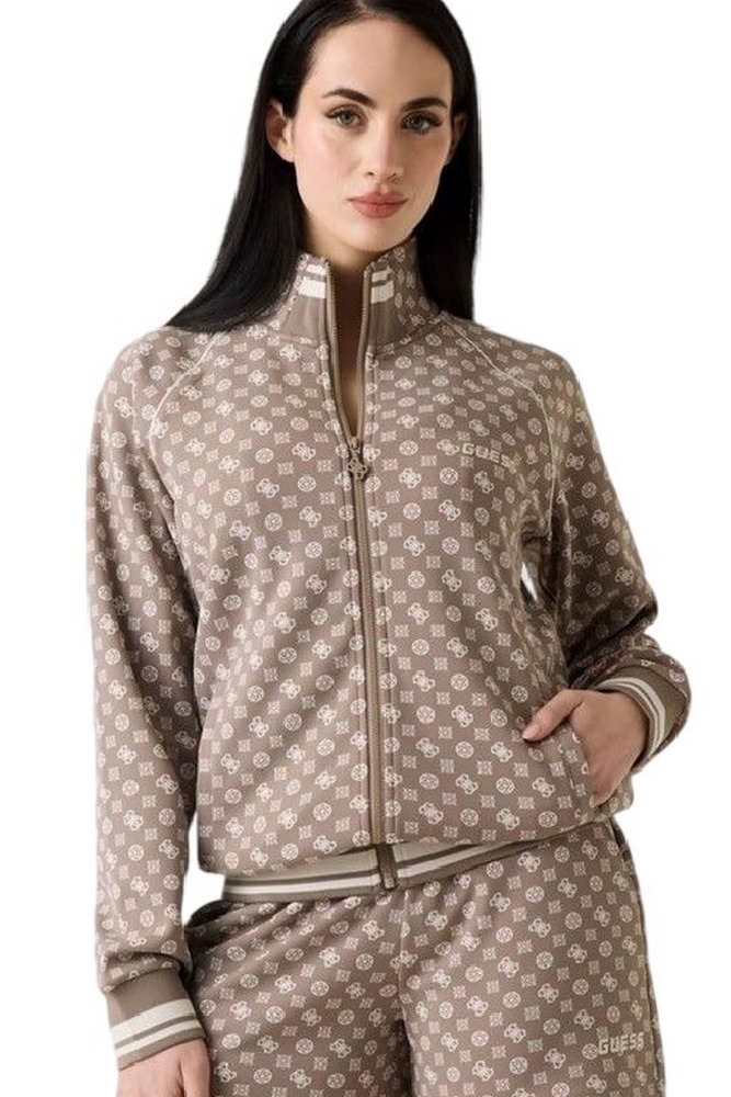 GUESS AGGIE FULL ZIP SWEATSHIRT ΖΑΚΕΤΑ ΦΟΥΤΕΡ ΓΥΝΑΙΚΕΙΑ MOCHA