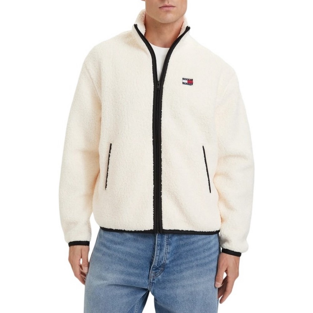 TOMMY JEANS RLX BADGE ZIP-THRU TEDDY EXT ΖΑΚΕΤΑ ΑΝΔΡΙΚΗ CREAMY WHITE