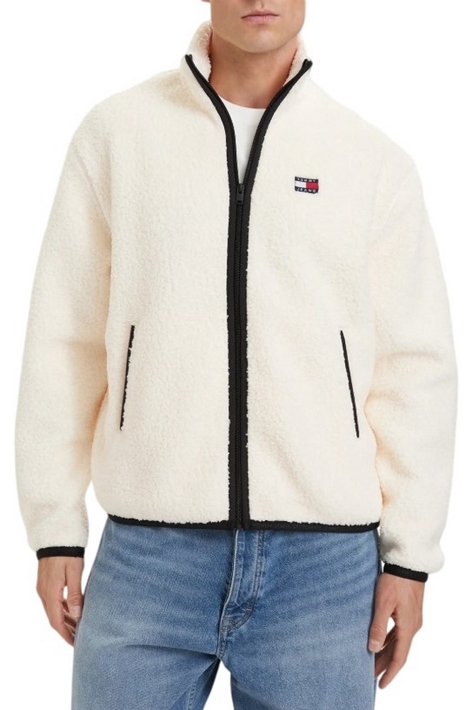 TOMMY JEANS RLX BADGE ZIP-THRU TEDDY EXT ΖΑΚΕΤΑ ΑΝΔΡΙΚΗ CREAMY WHITE