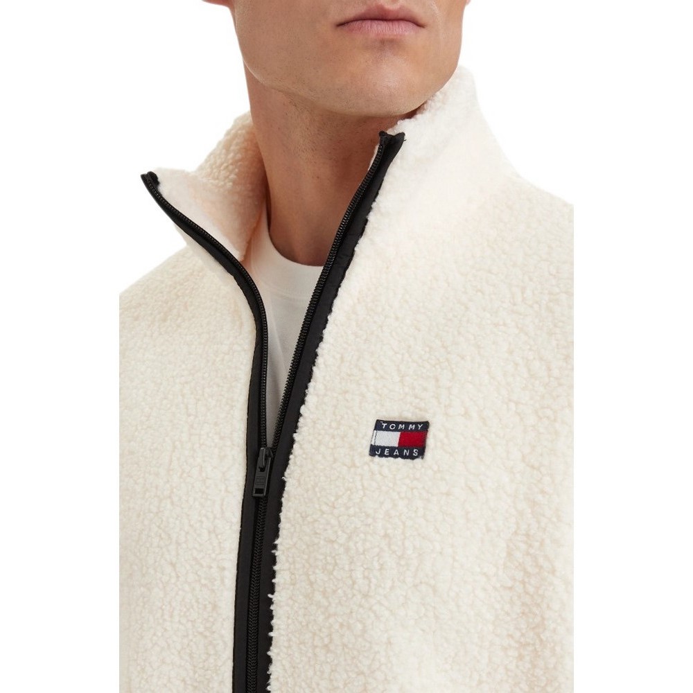 TOMMY JEANS RLX BADGE ZIP-THRU TEDDY EXT ΖΑΚΕΤΑ ΑΝΔΡΙΚΗ CREAMY WHITE