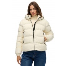 SUPERDRY D1 SDSW HOODED SPORTS PUFFER JACKET ΜΠΟΥΦΑΝ ΓΥΝΑΙΚΕΙΟ OFF WHITE