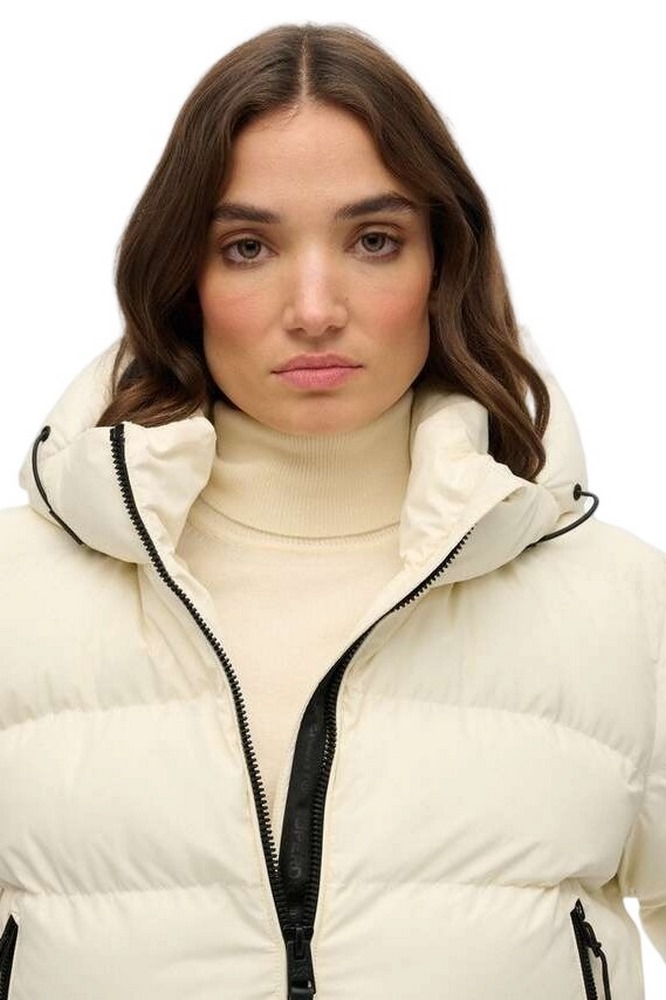 SUPERDRY D1 SDSW HOODED SPORTS PUFFER JACKET ΜΠΟΥΦΑΝ ΓΥΝΑΙΚΕΙΟ OFF WHITE