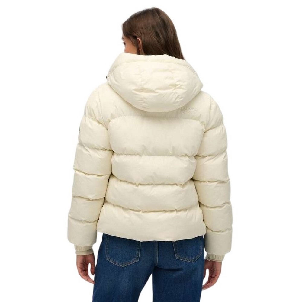 SUPERDRY D1 SDSW HOODED SPORTS PUFFER JACKET ΜΠΟΥΦΑΝ ΓΥΝΑΙΚΕΙΟ OFF WHITE