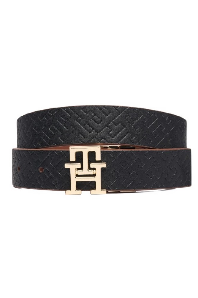 TOMMY HILFIGER LOGO 3.0 MONO REV ΖΩΝΗ ΓΥΝΑΙΚΕΙΑ BLACK/BROWN
