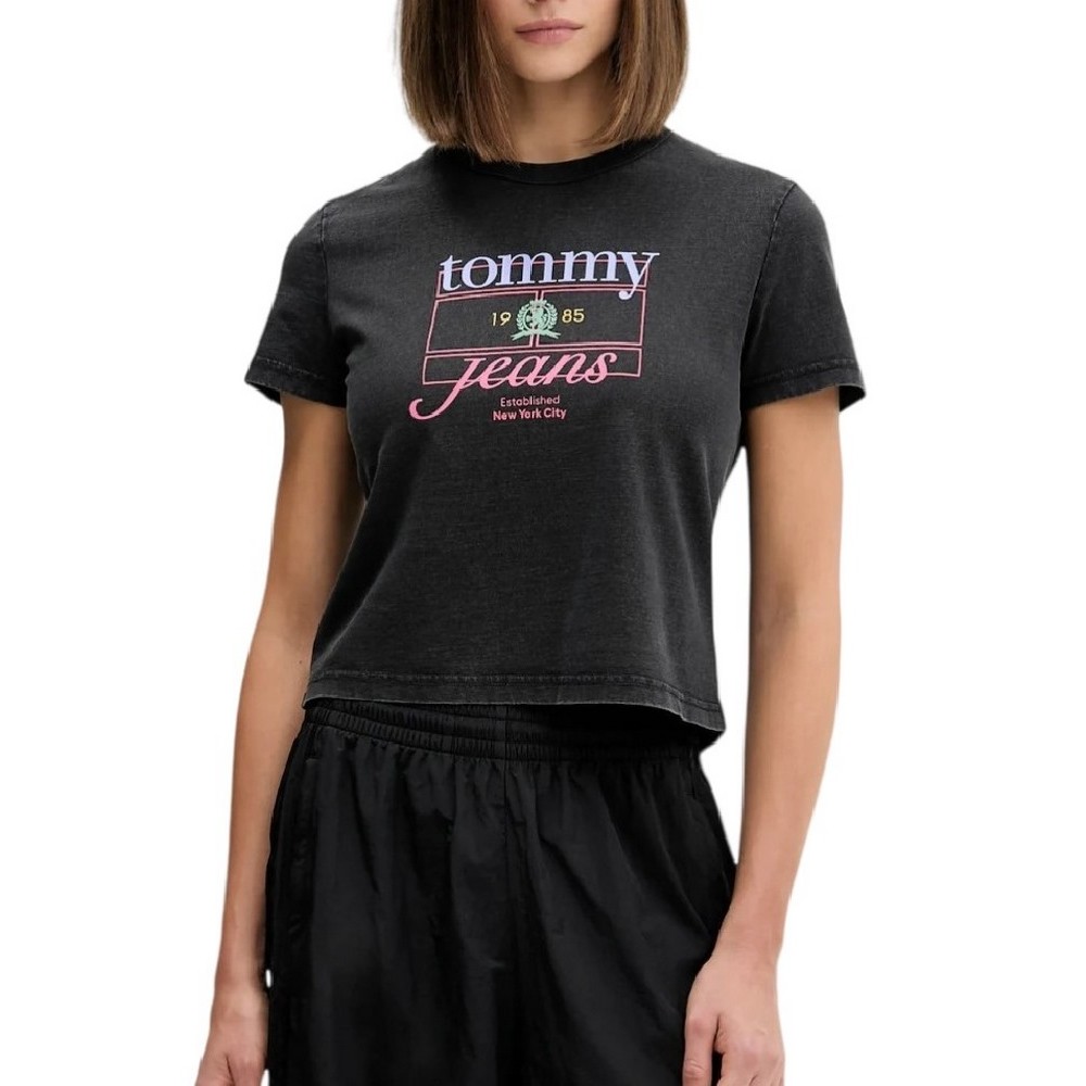 TOMMY JEANS  REG SH CREST FLAG TEE T-SHIRT ΜΠΛΟΥΖΑ ΓΥΝΑΙΚΕΙΑ BLACK