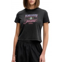 TOMMY JEANS  REG SH CREST FLAG TEE T-SHIRT ΜΠΛΟΥΖΑ ΓΥΝΑΙΚΕΙΑ BLACK