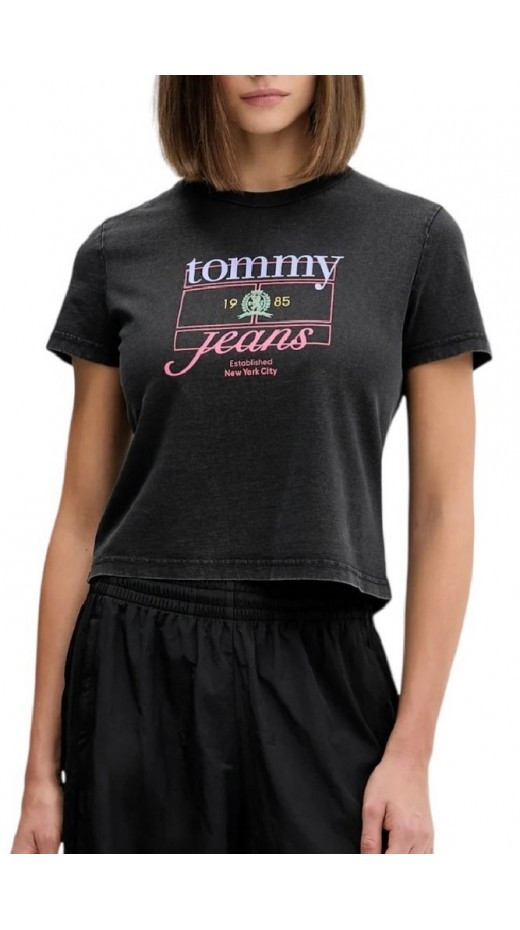 TOMMY JEANS  REG SH CREST FLAG TEE T-SHIRT ΜΠΛΟΥΖΑ ΓΥΝΑΙΚΕΙΑ BLACK
