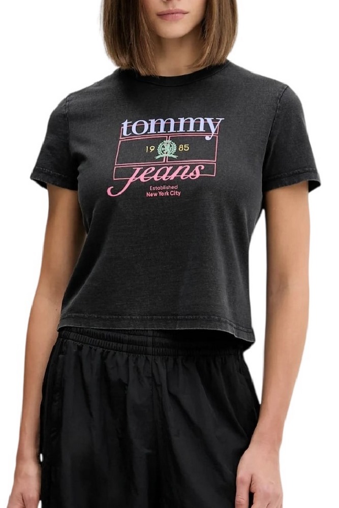 TOMMY JEANS  REG SH CREST FLAG TEE T-SHIRT ΜΠΛΟΥΖΑ ΓΥΝΑΙΚΕΙΑ BLACK