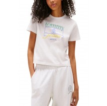 TOMMY JEANS  REG SH CREST FLAG TEE T-SHIRT ΜΠΛΟΥΖΑ ΓΥΝΑΙΚΕΙΑ OFF WHITE