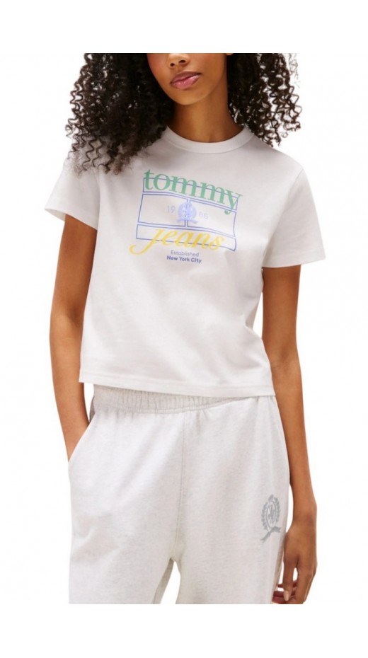 TOMMY JEANS  REG SH CREST FLAG TEE T-SHIRT ΜΠΛΟΥΖΑ ΓΥΝΑΙΚΕΙΑ OFF WHITE