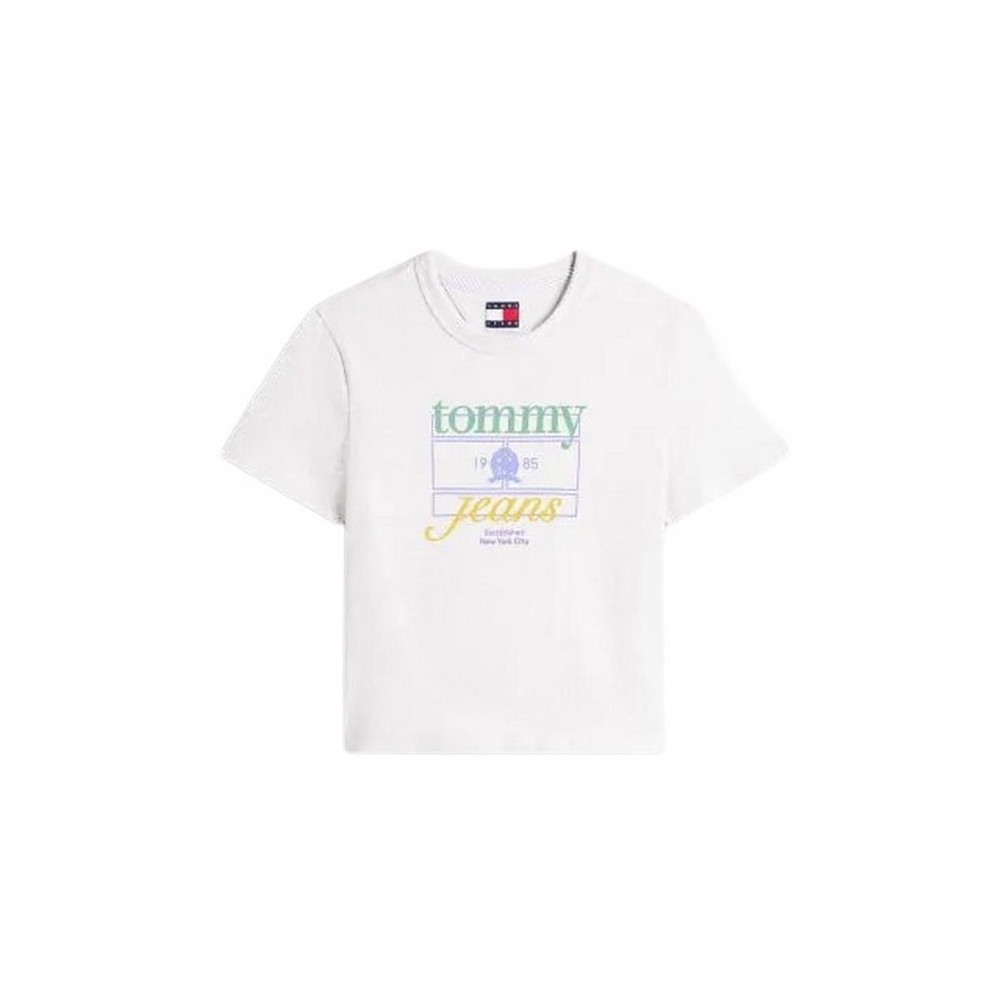 TOMMY JEANS  REG SH CREST FLAG TEE T-SHIRT ΜΠΛΟΥΖΑ ΓΥΝΑΙΚΕΙΑ OFF WHITE