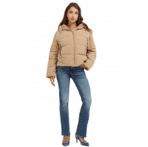 GUESS 4G LOGO HOODED PUFFA ΜΠΟΥΦΑΝ ΓΥΝΑΙΚΕΙΟ BEIGE