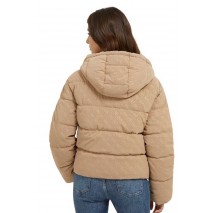 GUESS 4G LOGO HOODED PUFFA ΜΠΟΥΦΑΝ ΓΥΝΑΙΚΕΙΟ BEIGE