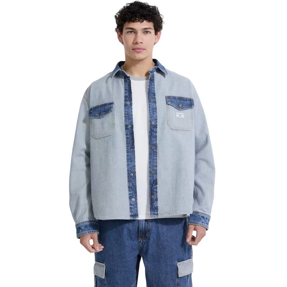 GUESS JEANS OVER LS SHIRT ΜΠΟΥΦΑΝ ΑΝΔΡΙΚΟ BLUΕ DENIM