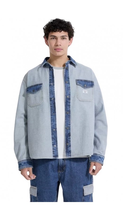 GUESS JEANS OVER LS SHIRT ΜΠΟΥΦΑΝ ΑΝΔΡΙΚΟ BLUΕ DENIM