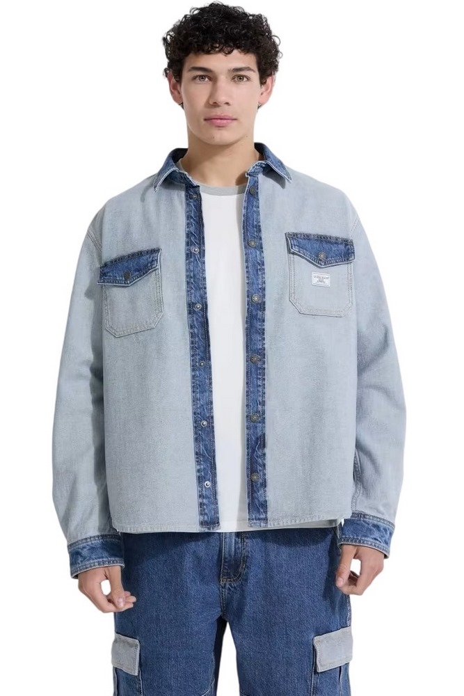 GUESS JEANS OVER LS SHIRT ΜΠΟΥΦΑΝ ΑΝΔΡΙΚΟ BLUΕ DENIM