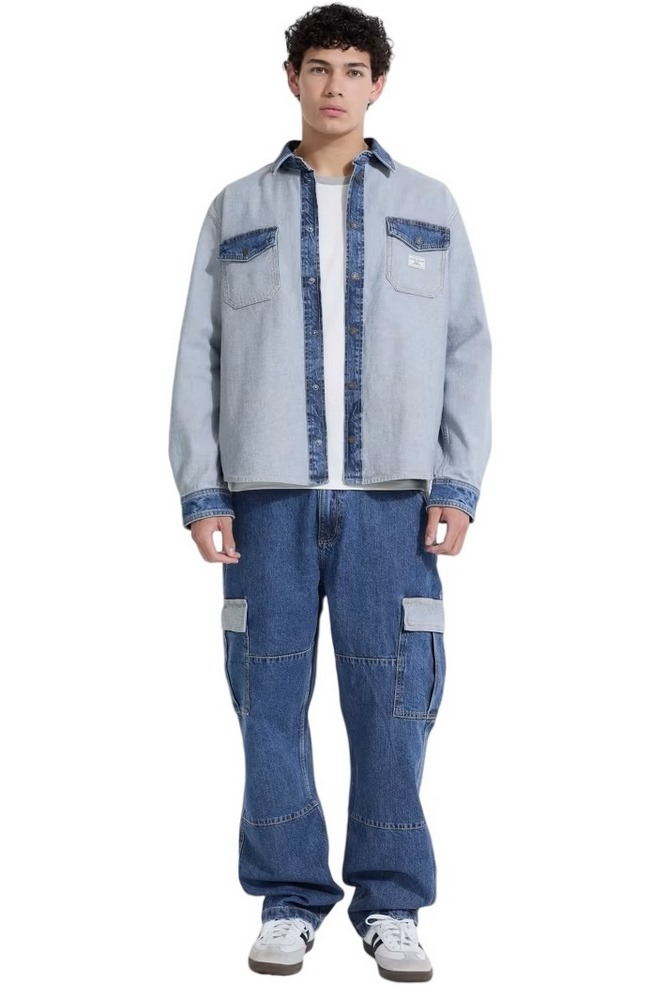 GUESS JEANS OVER LS SHIRT ΜΠΟΥΦΑΝ ΑΝΔΡΙΚΟ BLUΕ DENIM