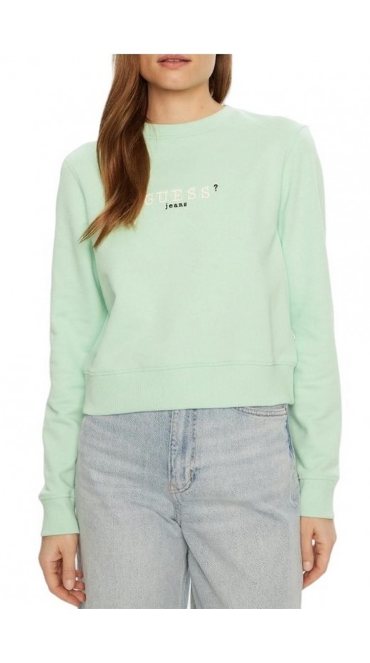 GUESS JEANS CROP CN 3D EMB SWEATSH ΜΠΛΟΥΖΑ ΦΟΥΤΕΡ ΓΥΝΑΙΚΕΙΑ MINT