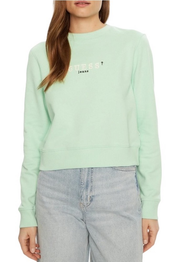 GUESS JEANS CROP CN 3D EMB SWEATSH ΜΠΛΟΥΖΑ ΦΟΥΤΕΡ ΓΥΝΑΙΚΕΙΑ MINT