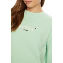 GUESS JEANS CROP CN 3D EMB SWEATSH ΜΠΛΟΥΖΑ ΦΟΥΤΕΡ ΓΥΝΑΙΚΕΙΑ MINT