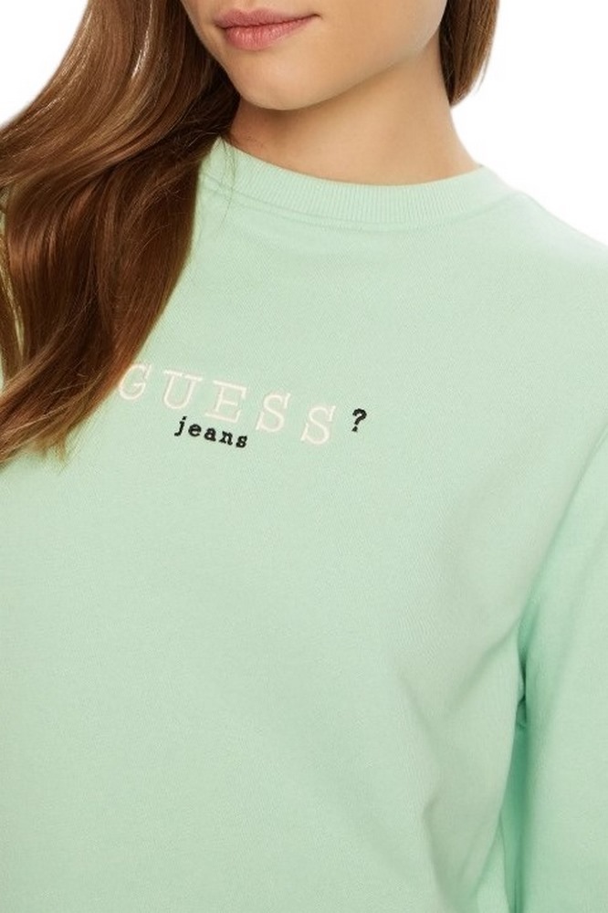 GUESS JEANS CROP CN 3D EMB SWEATSH ΜΠΛΟΥΖΑ ΦΟΥΤΕΡ ΓΥΝΑΙΚΕΙΑ MINT