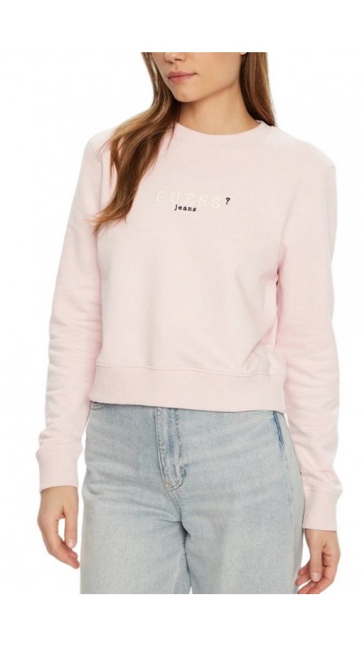 GUESS JEANS CROP CN 3D EMB SWEATSH ΜΠΛΟΥΖΑ ΦΟΥΤΕΡ ΓΥΝΑΙΚΕΙΑ PINK