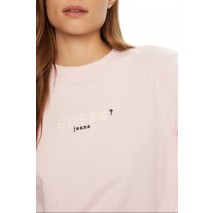 GUESS JEANS CROP CN 3D EMB SWEATSH ΜΠΛΟΥΖΑ ΦΟΥΤΕΡ ΓΥΝΑΙΚΕΙΑ PINK