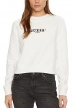 GUESS JEANS CROP CN 3D EMB SWEATSH ΜΠΛΟΥΖΑ ΦΟΥΤΕΡ ΓΥΝΑΙΚΕΙΑ WHITE