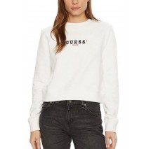 GUESS JEANS CROP CN 3D EMB SWEATSH ΜΠΛΟΥΖΑ ΦΟΥΤΕΡ ΓΥΝΑΙΚΕΙΑ WHITE
