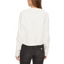 GUESS JEANS CROP CN 3D EMB SWEATSH ΜΠΛΟΥΖΑ ΦΟΥΤΕΡ ΓΥΝΑΙΚΕΙΑ WHITE