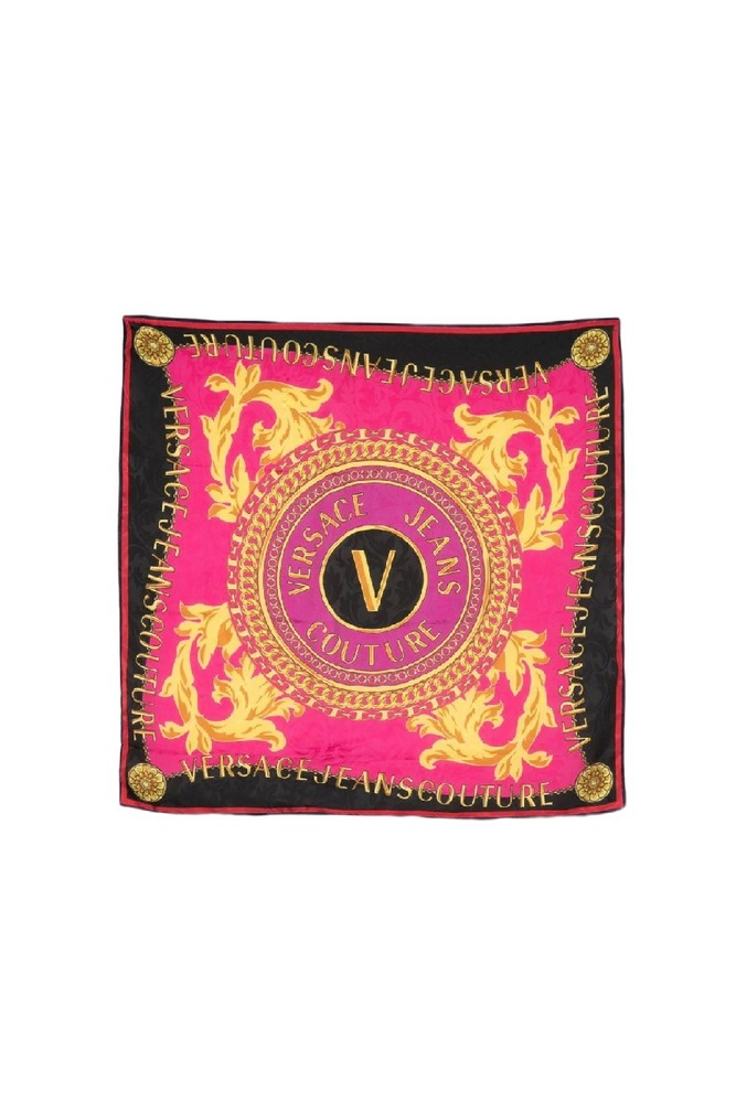 VERSACE JEANS COUTURE FOULARD LEAVES JACQUARD PATTERN 70CMX70CM ΦΟΥΛΑΡΙ ΓΥΝΑΙΚΕΙΟ MULTI
